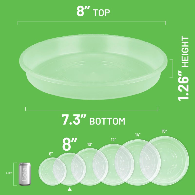 MUDEELA 6 Pack of 8 inch Plant Saucer, Durable Plastic Plant Trays for Indoors, Clear Plastic Flower Plant Pot Saucer, Made of Thicker, Stronger Plastic, with Taller Design - Image 2